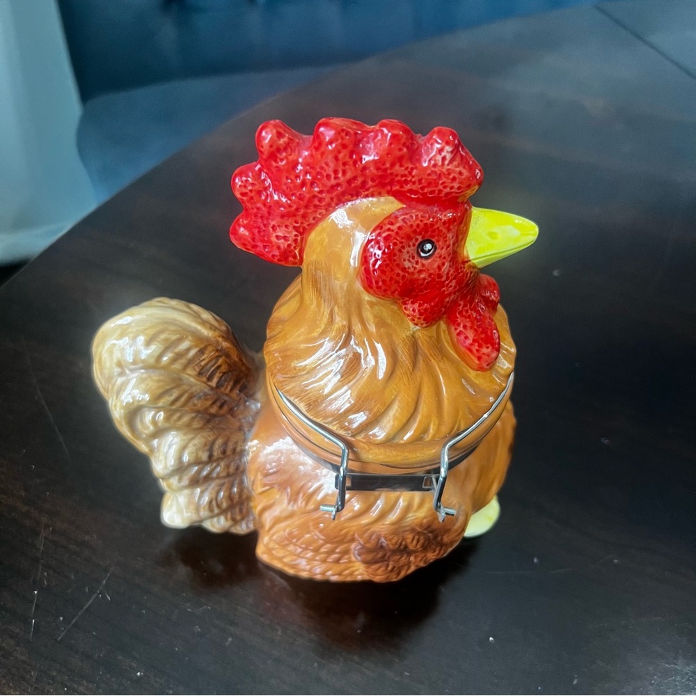 Kirklands Ceramic Rooster Jar - 7” Tall